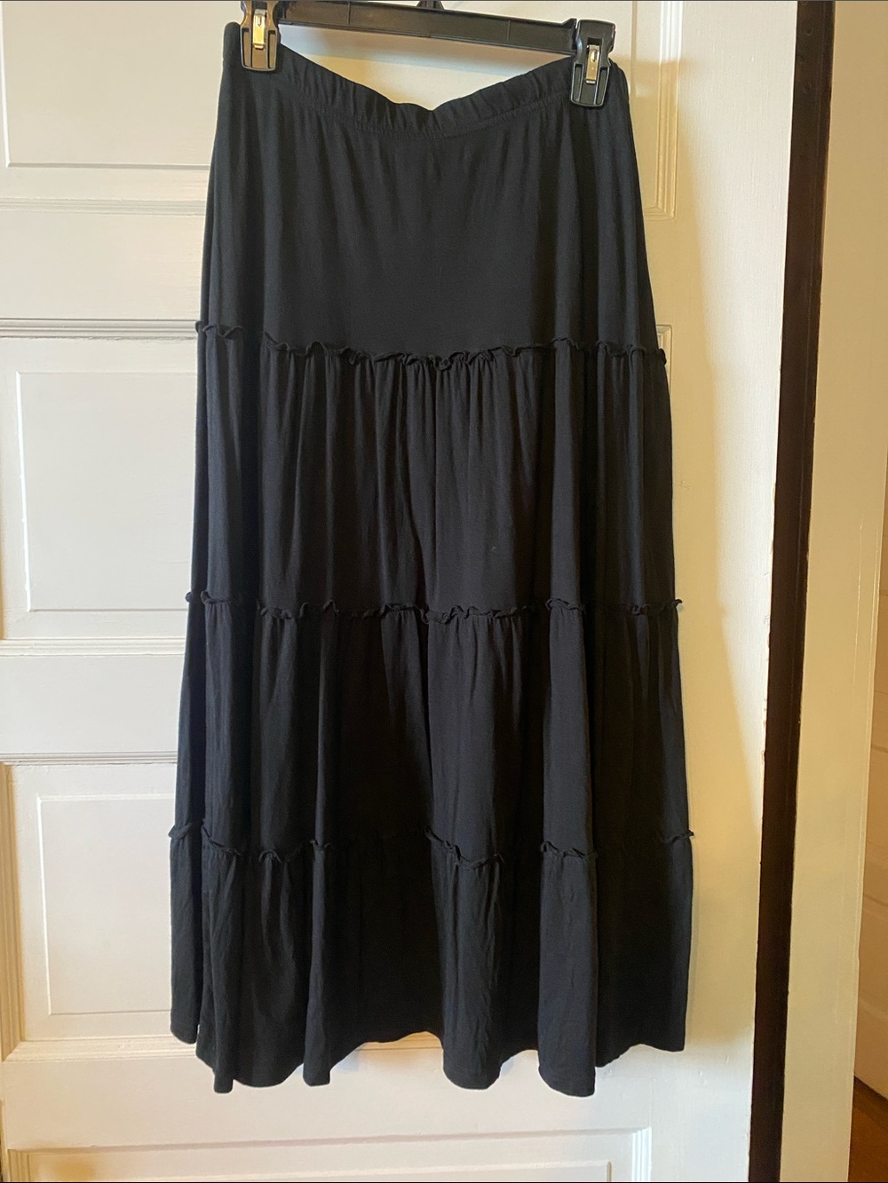 Black Tiered Maxi Skirt - Women's Flowy V-Waist Skirt